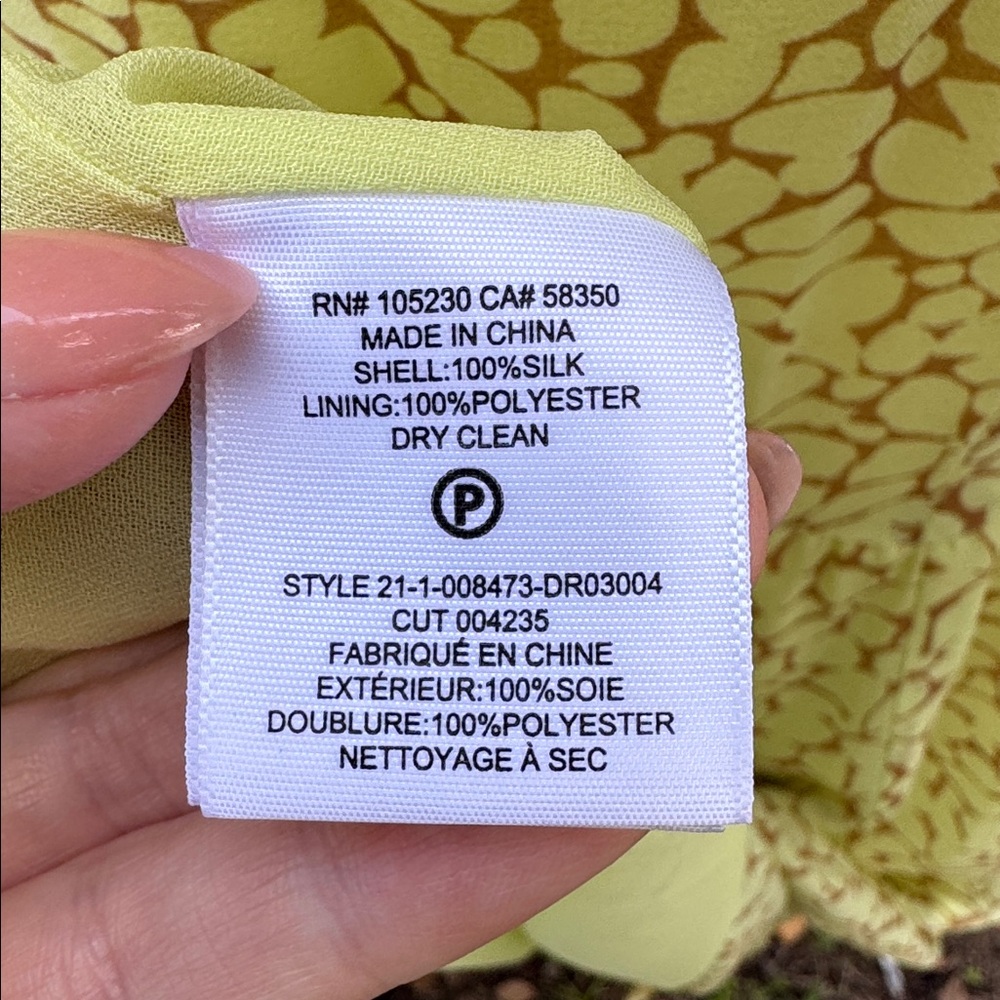 Joie Bondi V-neck Midi Silk Dress in the color Shadow Lime, size Large - Picture 7 of 7
